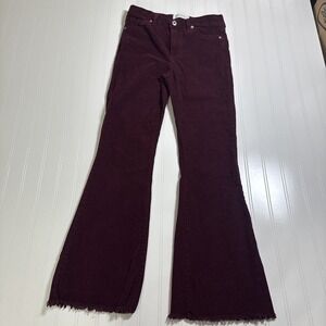 ReGeneration by Celebrity Pink Corduroy Pants Flare Leg Raw Hem 5/27 Cranberr
